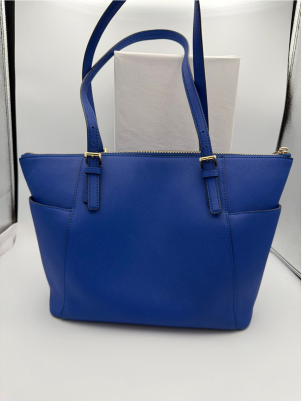 Women's Michael Kors Blue Tote Bag with Gold Hardware - Picture 2 of 10